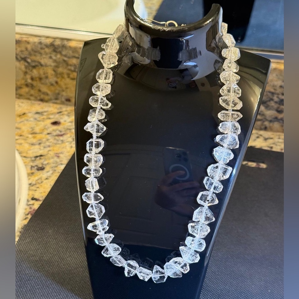 - HANDMADE Herkimer Diamonds large silver necklace

18 inches 10-12 mm ston…